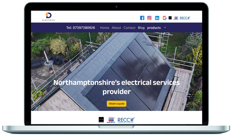 Northants electrical company's corporate marketing website designed by McKie Associates